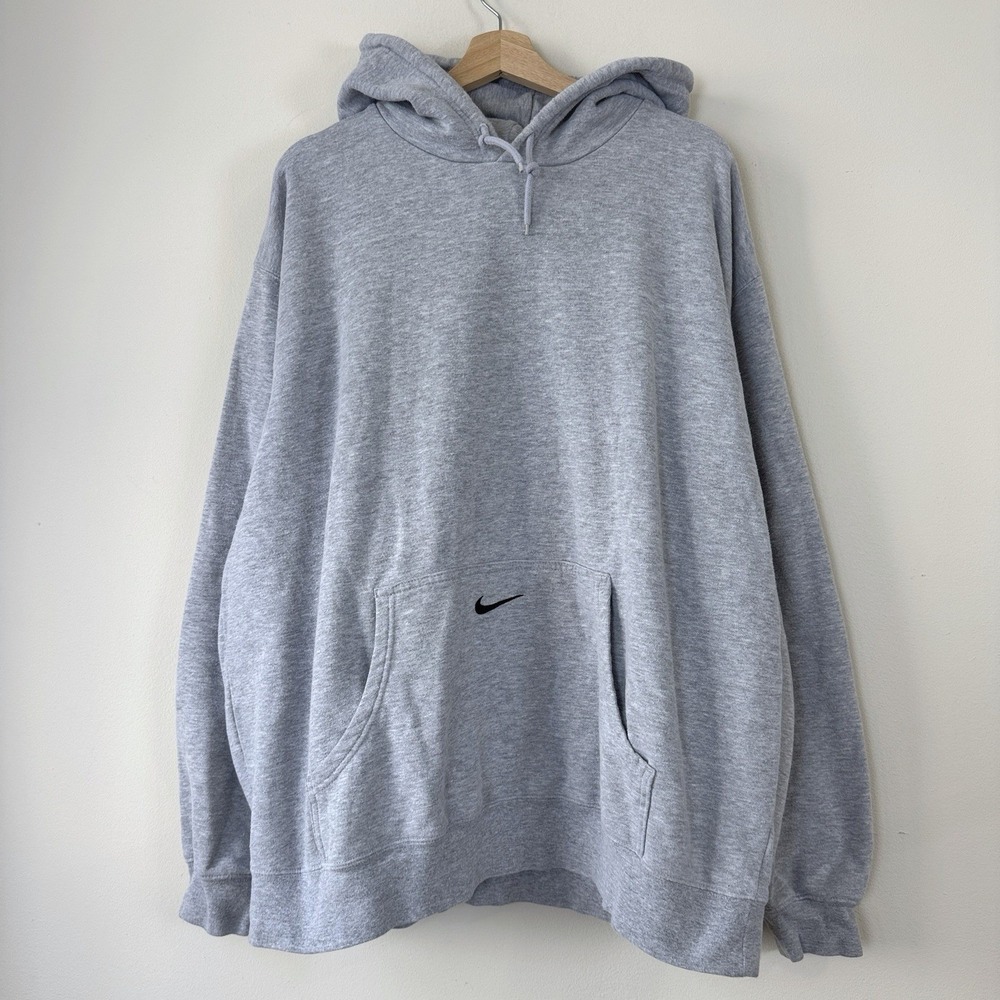 Vintage 2000's Nike Center Swoosh Pocket Embroidered y2k Grey Hoodie - XXL